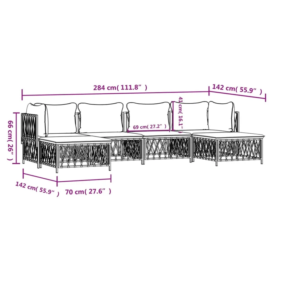 Salon de jardin avec coussins 6 pcs anthracite acier - 9