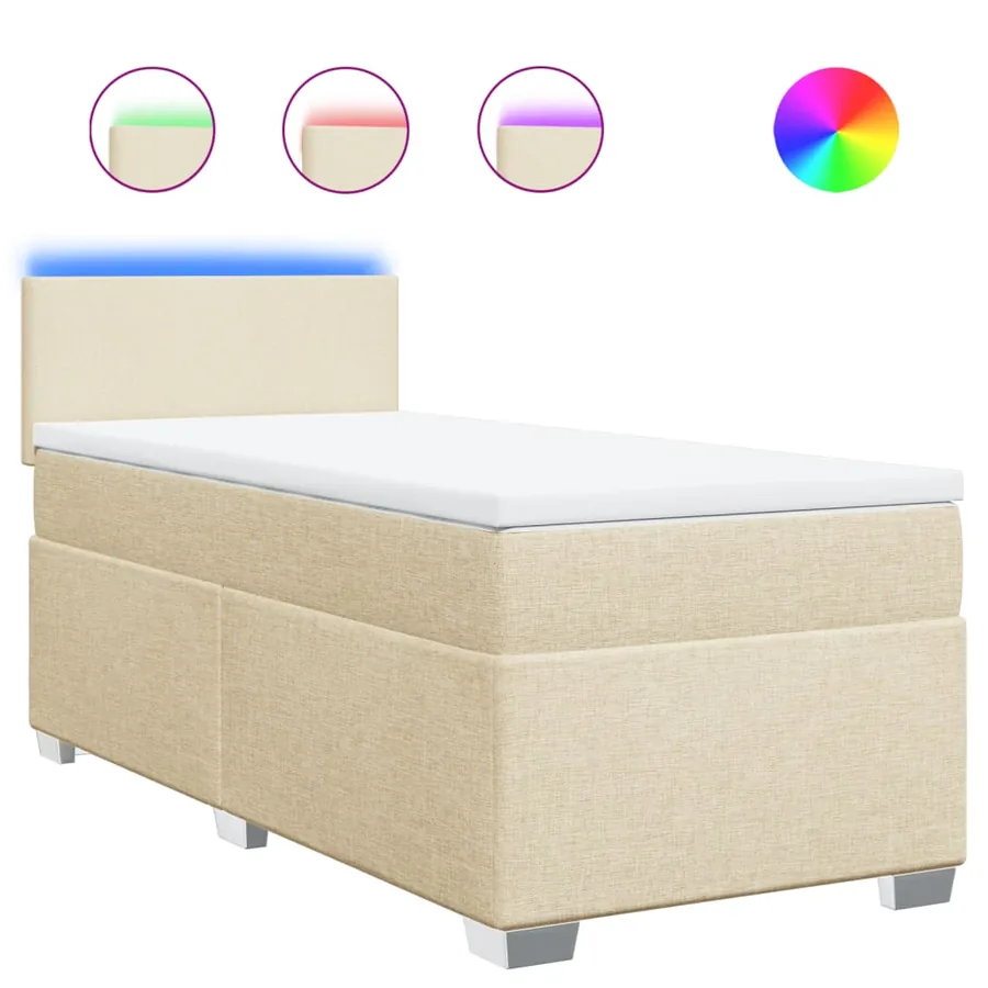 Sommier à lattes de lit avec matelas Crème 80x200 cm Tissu - 2