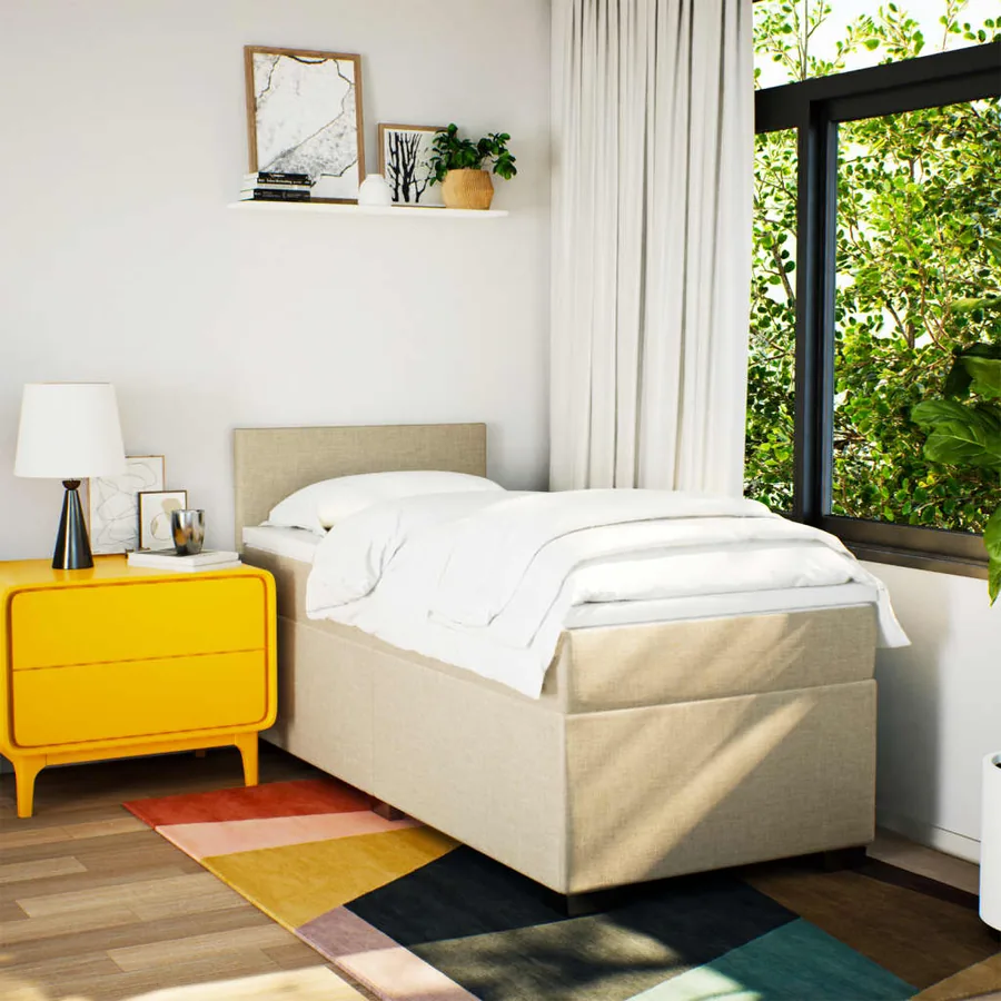 Sommier à lattes de lit avec matelas Crème 80x200 cm Tissu - 4