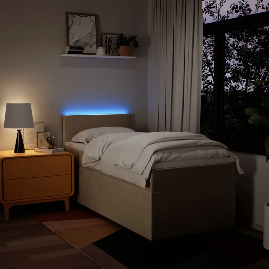 Sommier à lattes de lit avec matelas Crème 80x200 cm Tissu - 5