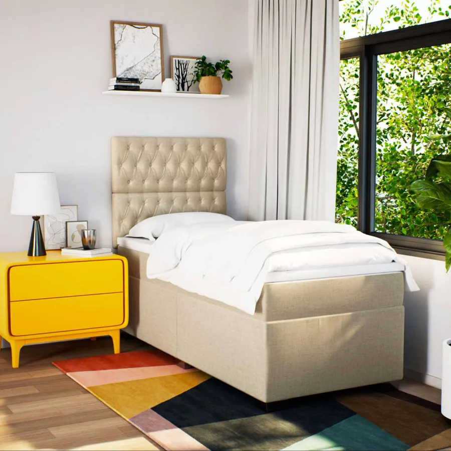 Sommier à lattes de lit avec matelas Crème 80x200 cm Tissu - 3