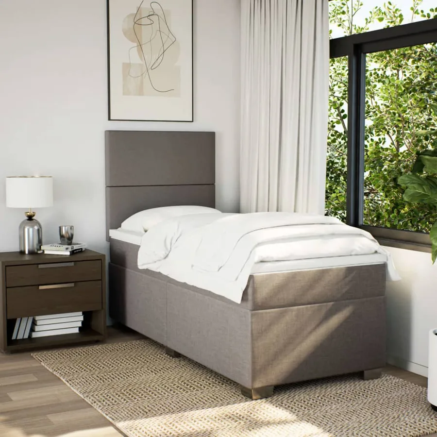 Sommier à lattes de lit avec matelas Taupe 80x200 cm Tissu - 3