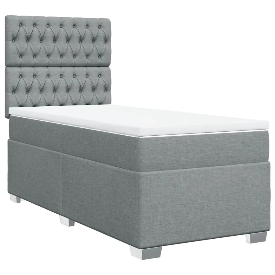 Sommier à lattes de lit et matelas Gris clair 90x190 cm Tissu - 2