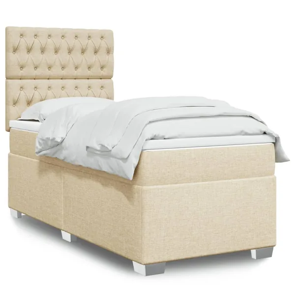 Sommier à lattes de lit avec matelas Crème 80x200 cm Tissu