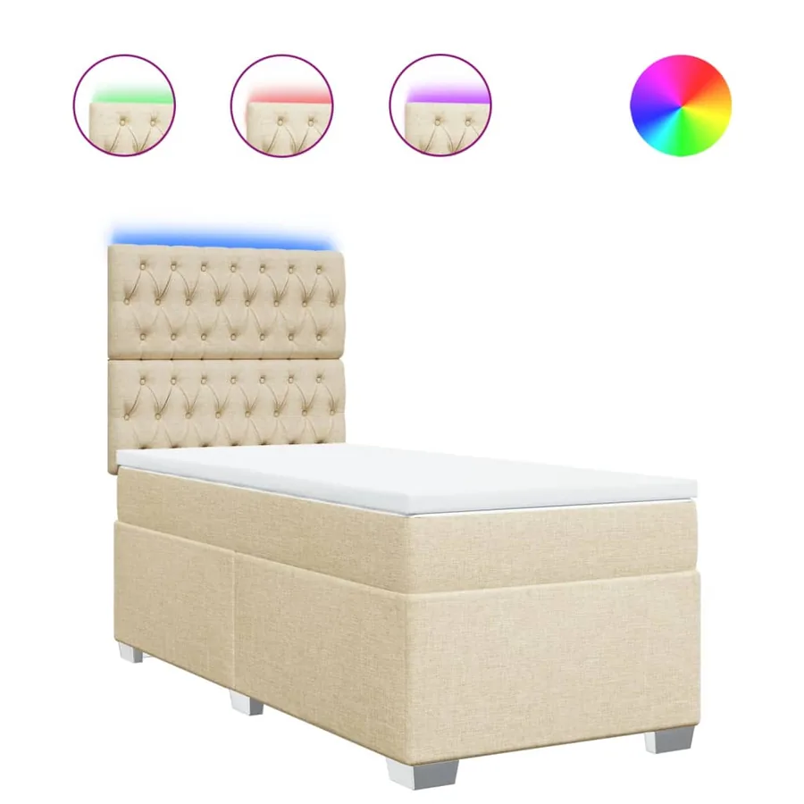 Sommier à lattes de lit avec matelas Crème 80x200 cm Tissu - 2