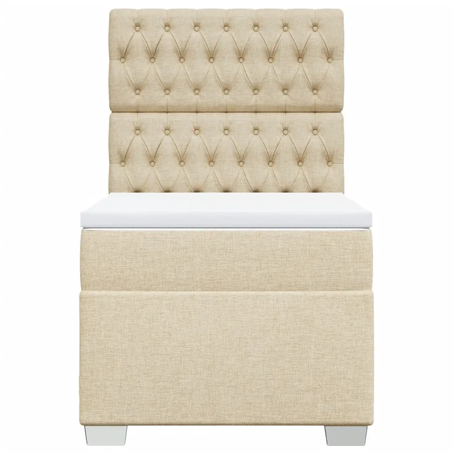 Sommier à lattes de lit avec matelas Crème 80x200 cm Tissu - 6