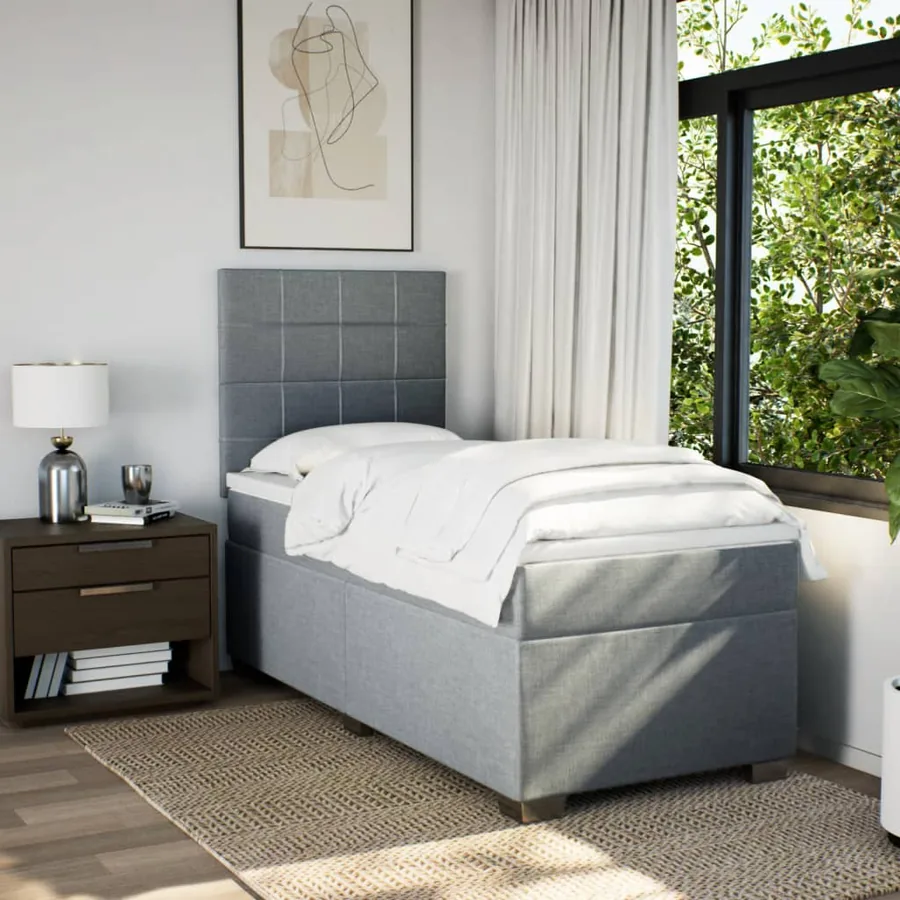 Sommier à lattes de lit avec matelas Gris clair 100x200cm Tissu - 3