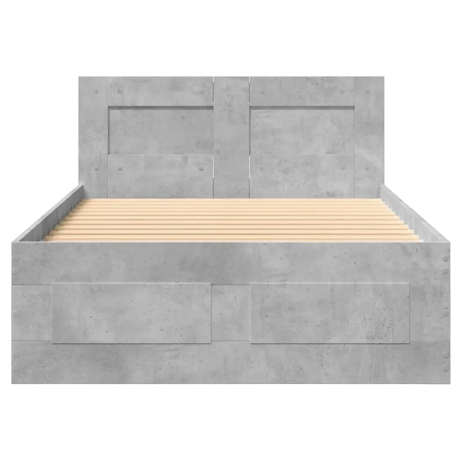 Cadre de lit et tête de lit sans matelas gris béton 90x200 cm - 5