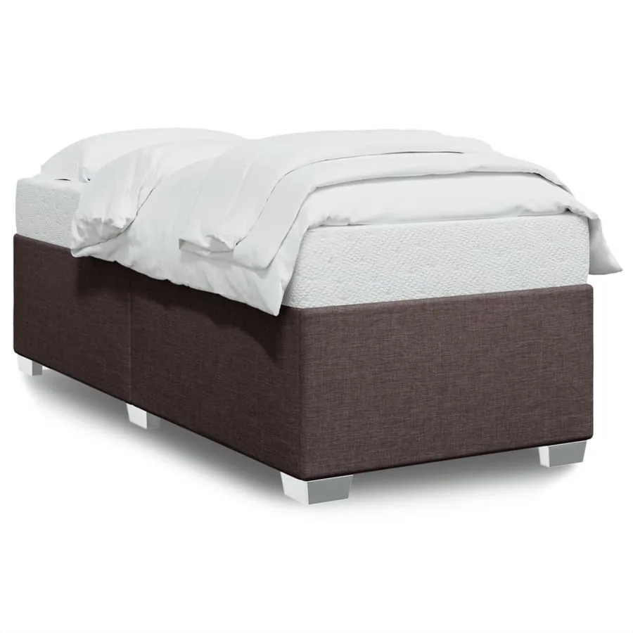 Cadre de lit sans matelas marron foncé 90x190 cm tissu - 2