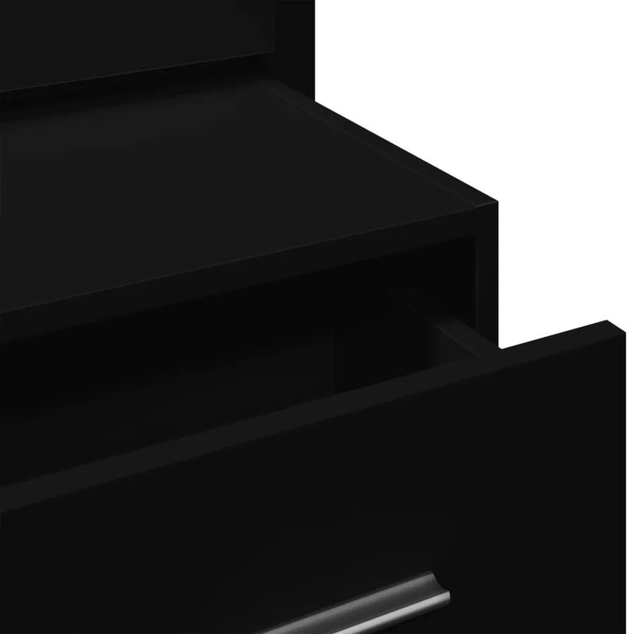 Table de chevet murale avec lumières LED noir - 9
