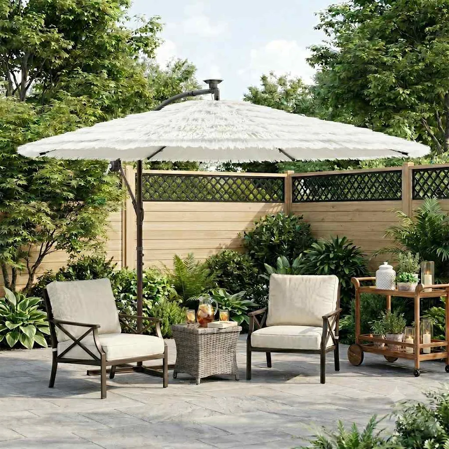 Parasol de jardin avec mât en acier blanc 269x269x235 cm