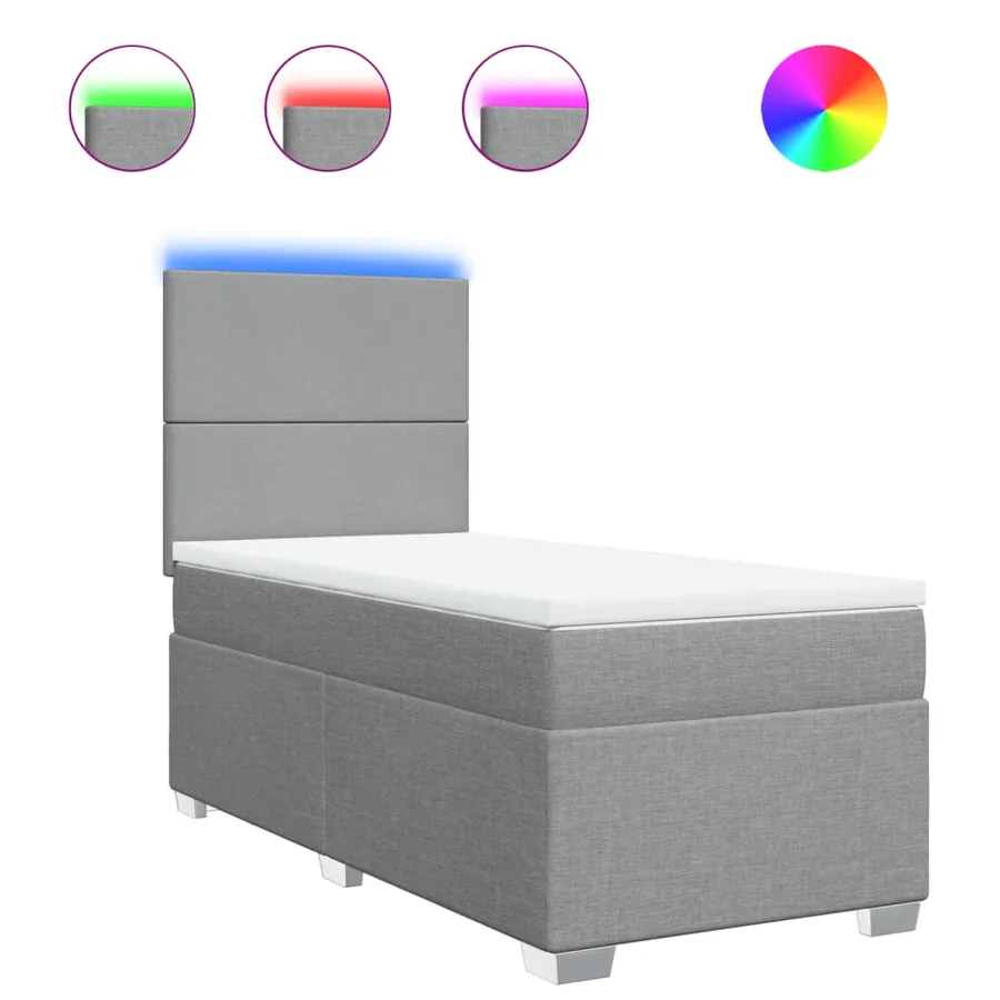 Sommier à lattes de lit avec matelas Gris clair 100x200cm Tissu - 2