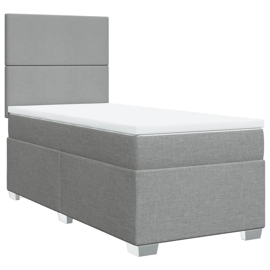 Sommier à lattes de lit avec matelas Gris clair 100x200cm Tissu - 3