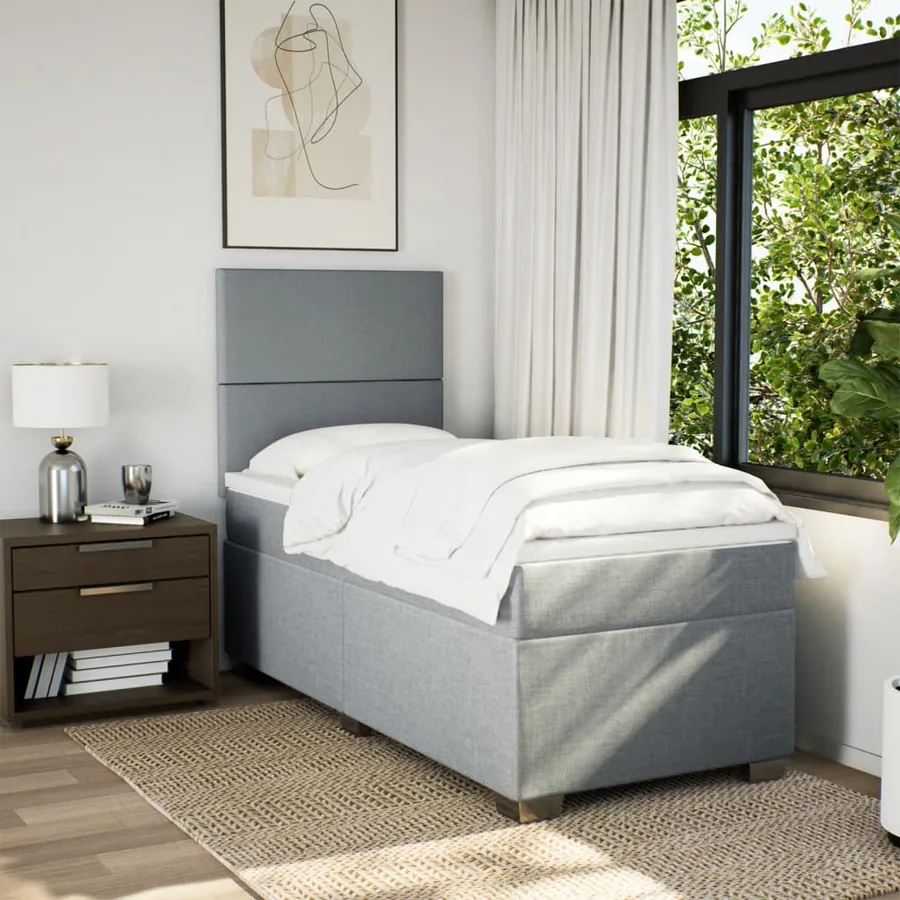 Sommier à lattes de lit avec matelas Gris clair 100x200cm Tissu - 4