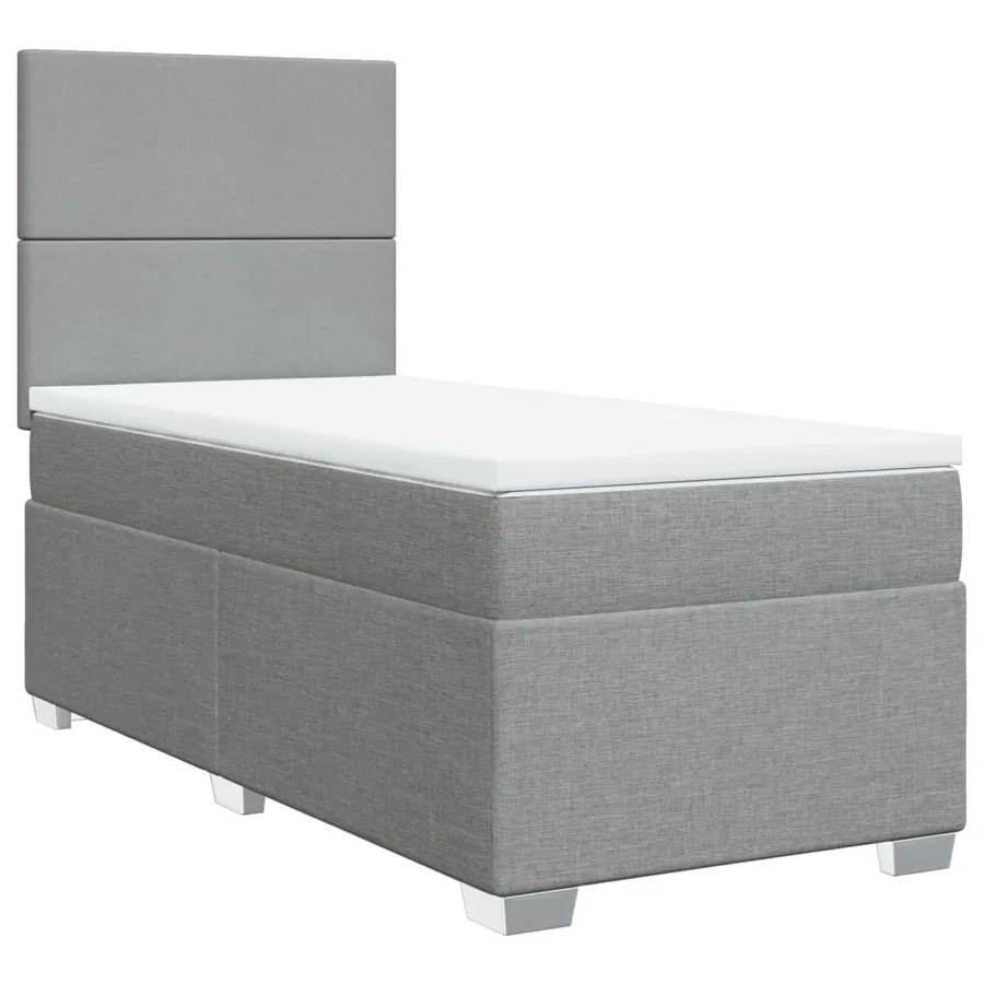 Sommier à lattes de lit avec matelas Gris clair 100x200cm Tissu - 2