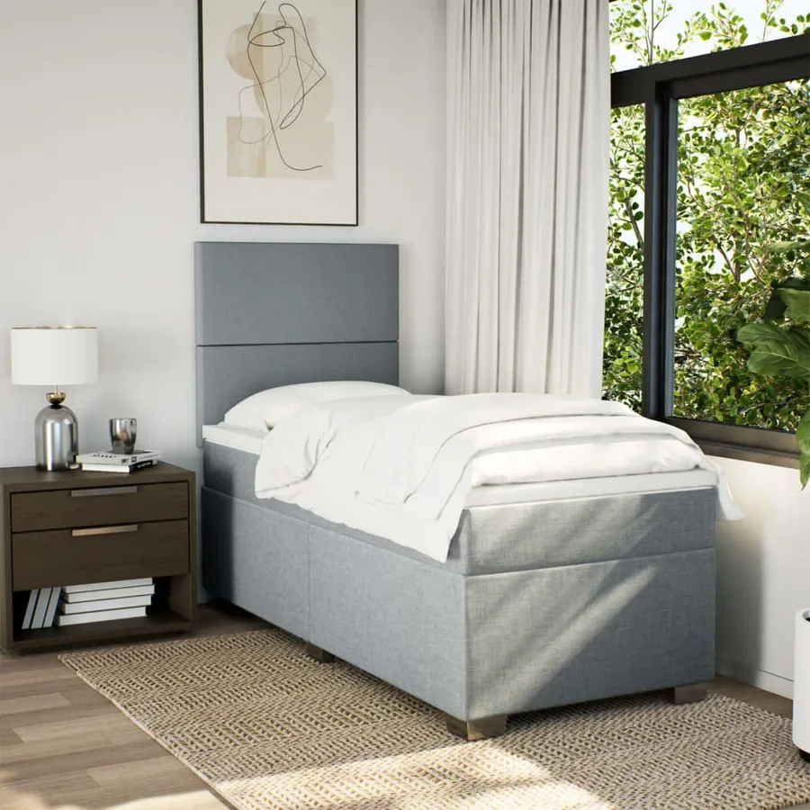 Sommier à lattes de lit avec matelas Gris clair 100x200cm Tissu - 3