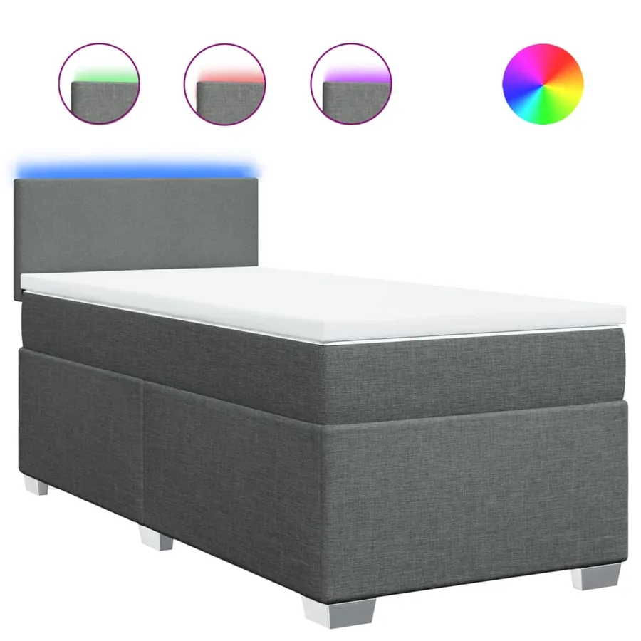 Sommier à lattes de lit avec matelas Gris foncé 100x200cm Tissu - 2