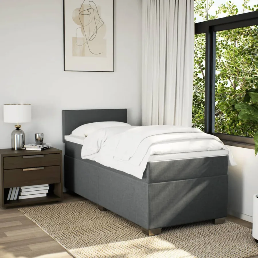 Sommier à lattes de lit avec matelas Gris foncé 100x200cm Tissu - 4