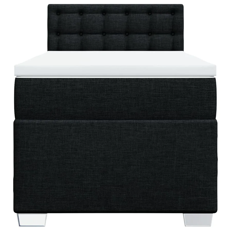 Sommier à lattes de lit avec matelas Noir 100x200 cm Tissu - 4