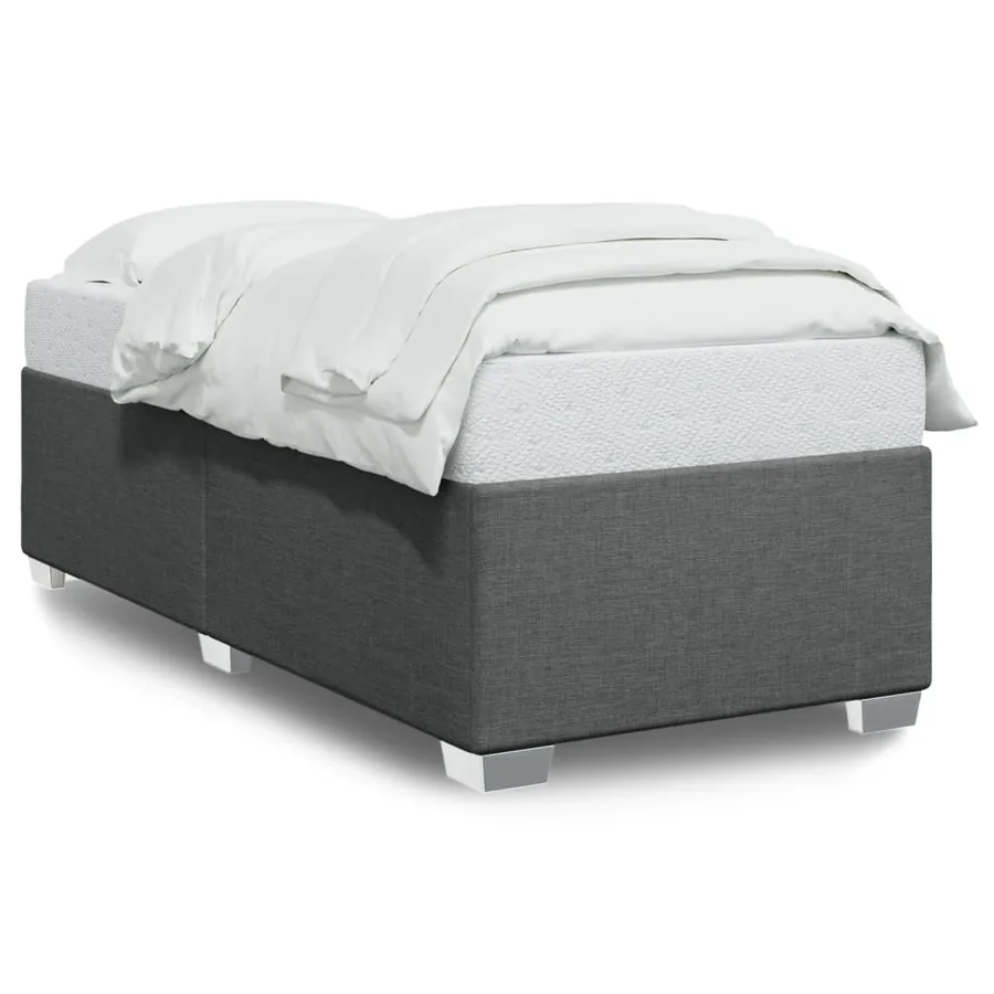 Cadre de lit sans matelas gris foncé 100x200 cm tissu - 2