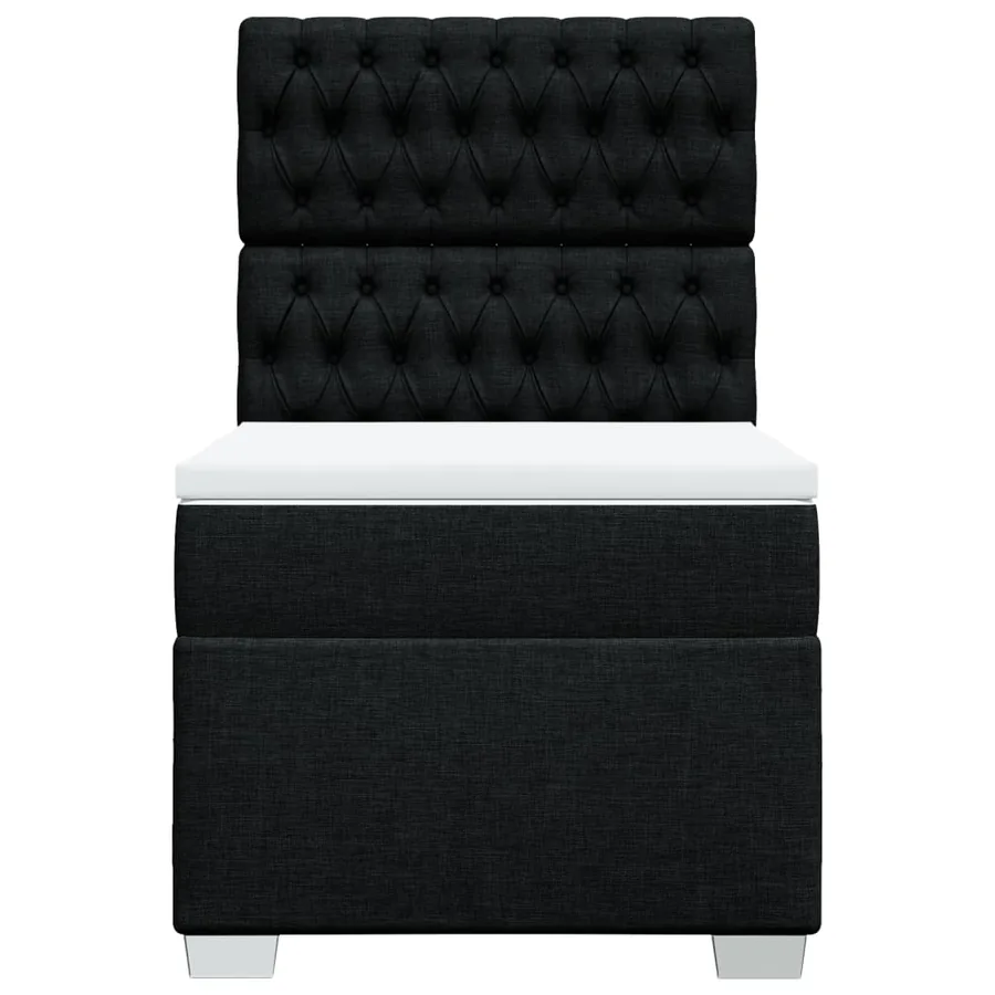 Sommier à lattes de lit avec matelas Noir 100x200 cm Tissu - 6