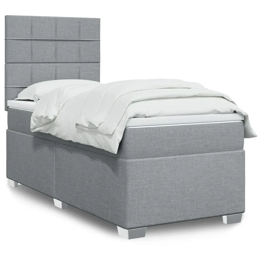 Sommier à lattes de lit avec matelas Gris clair 100x200cm Tissu