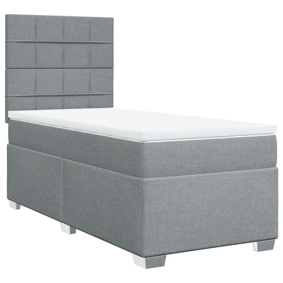Sommier à lattes de lit avec matelas Gris clair 100x200cm Tissu - 3