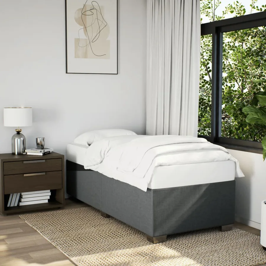 Sommier à lattes de lit avec matelas Gris foncé 100x200cm Tissu - 3