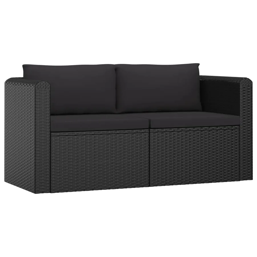 Salon de jardin 9 pcs avec coussins Résine tressée Noir - 13