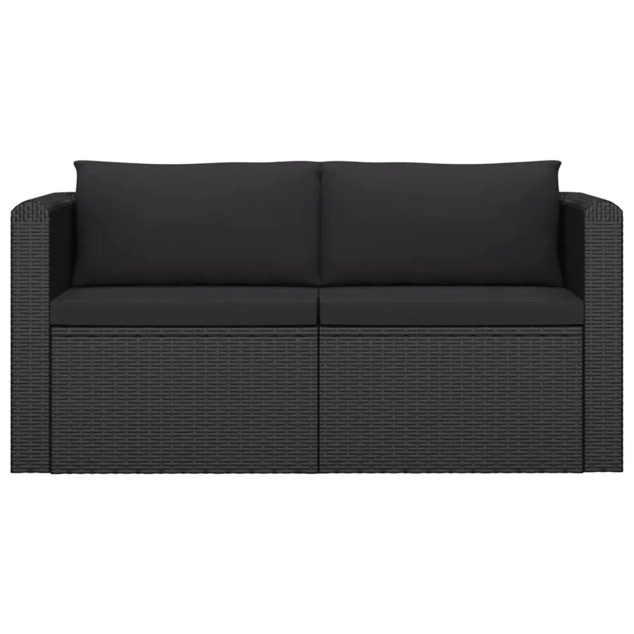Salon de jardin 9 pcs avec coussins Résine tressée Noir - 14