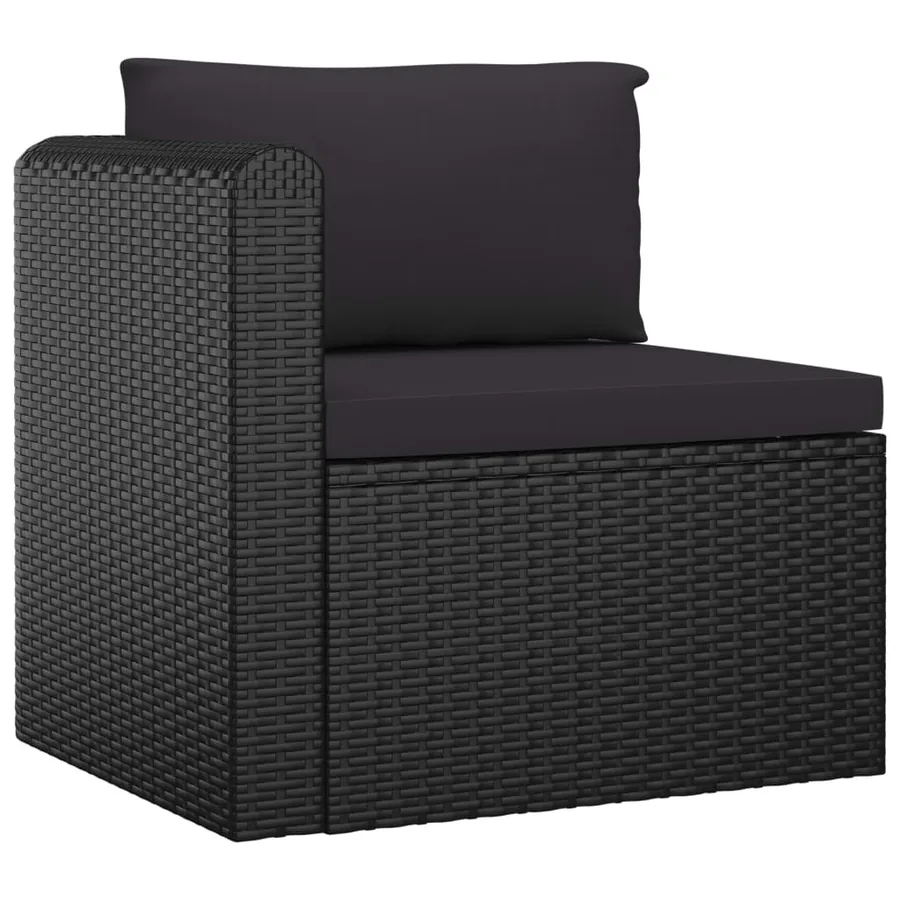 Salon de jardin 9 pcs avec coussins Résine tressée Noir - 4