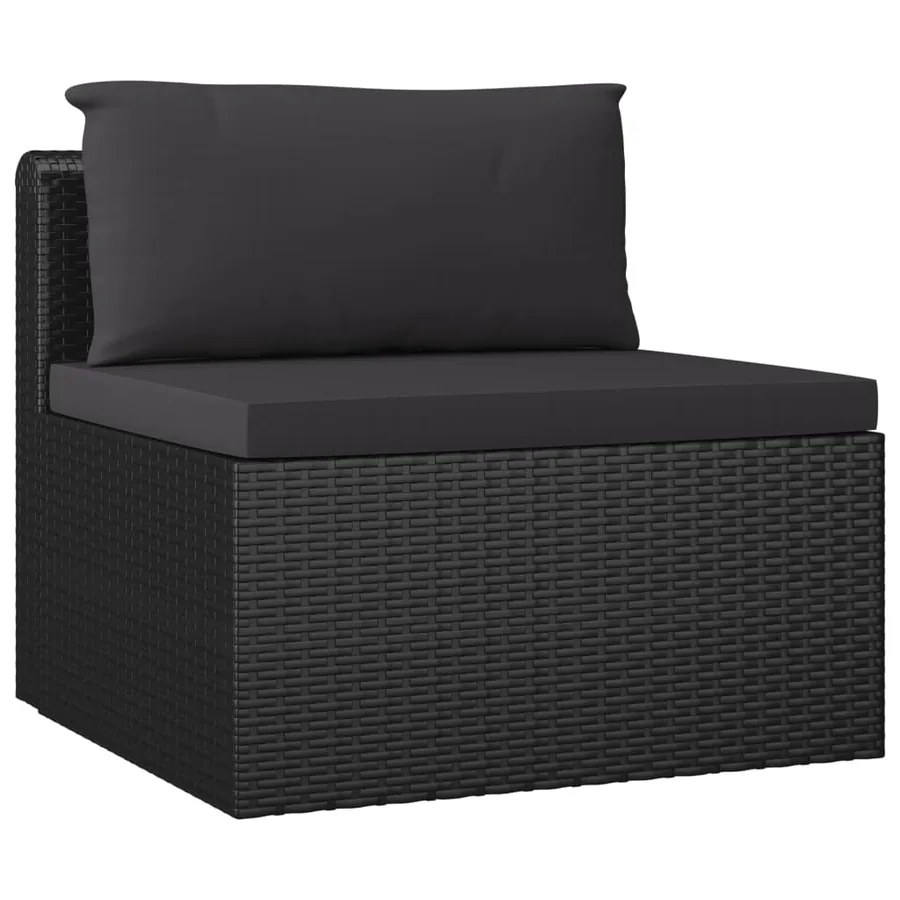 Salon de jardin 9 pcs avec coussins Résine tressée Noir - 5