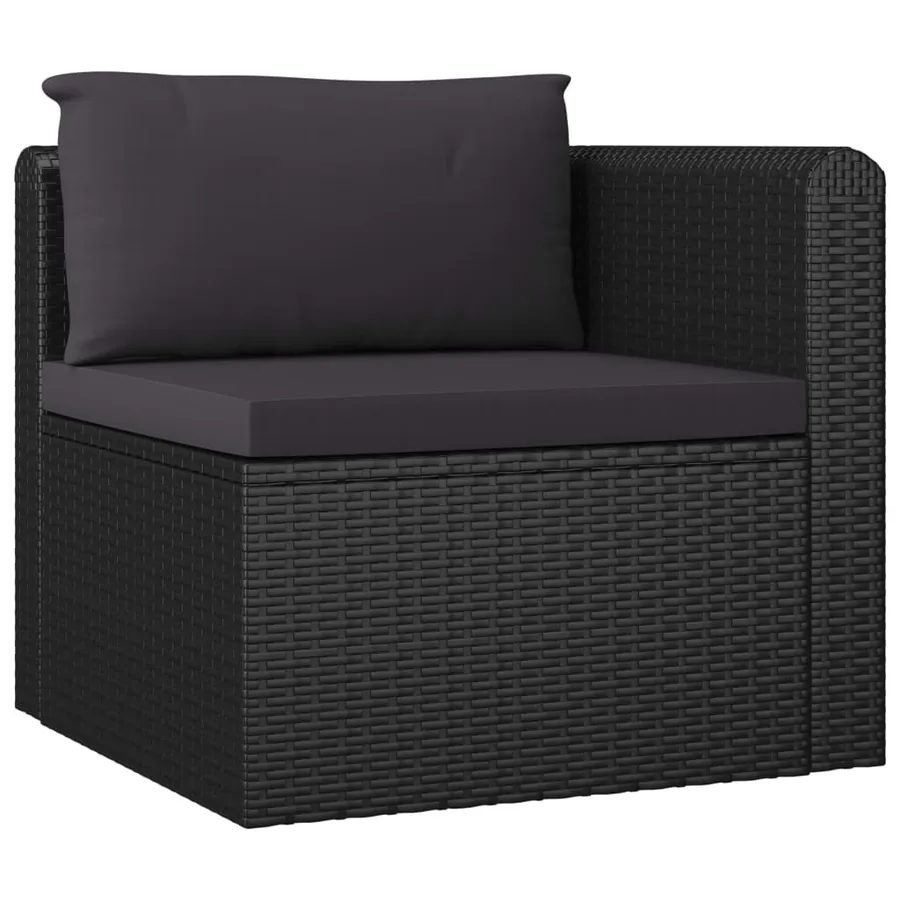 Salon de jardin 9 pcs avec coussins Résine tressée Noir - 7
