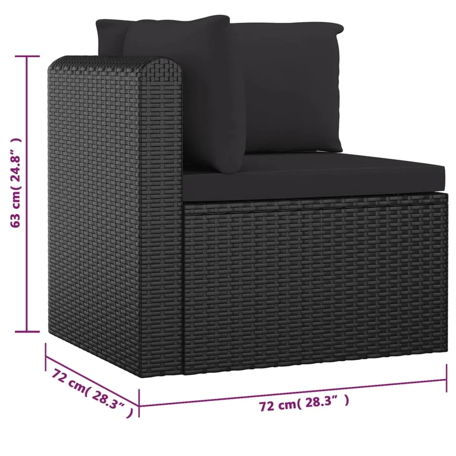 Salon de jardin 9 pcs avec coussins Résine tressée Noir - 8