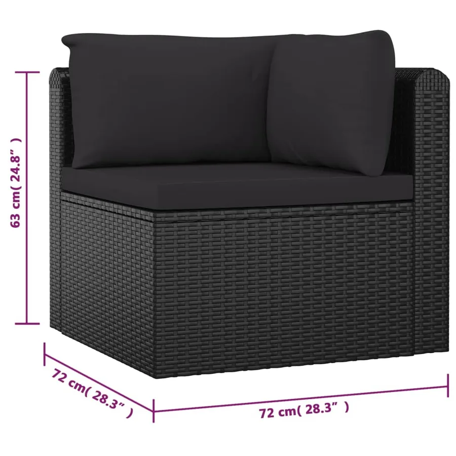 Salon de jardin 9 pcs avec coussins Résine tressée Noir - 9