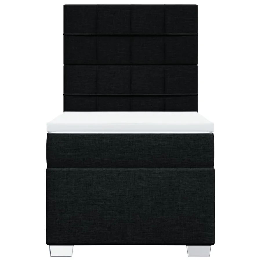Sommier à lattes de lit avec matelas Noir 100x200 cm Tissu - 6
