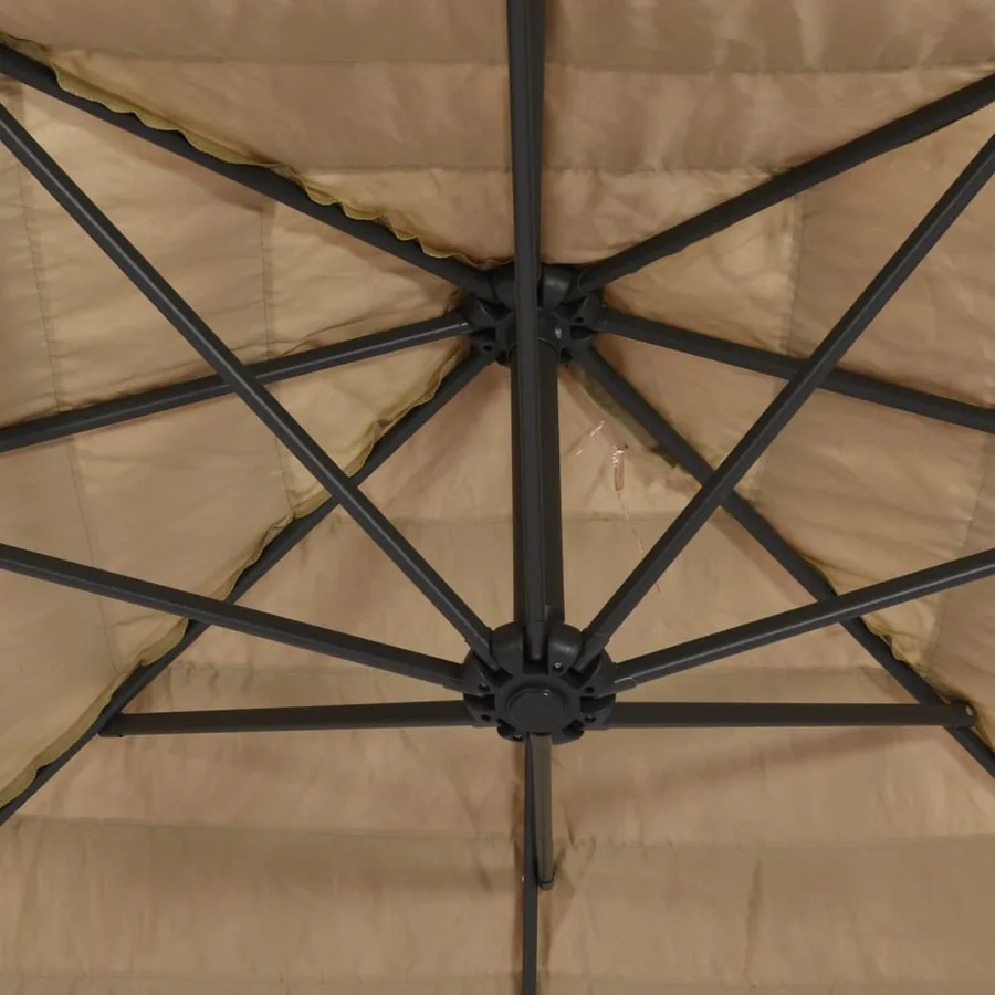 Parasol de jardin avec mât en acier marron 223x223x213 cm - 8