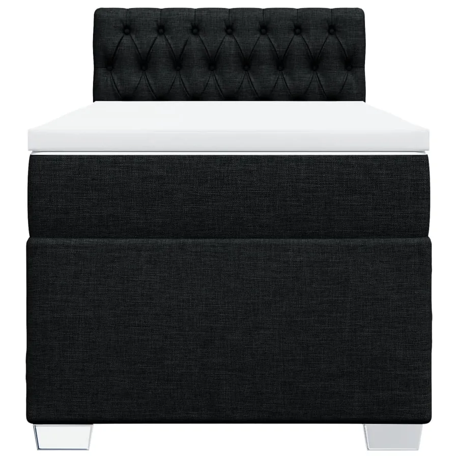 Sommier à lattes de lit avec matelas Noir 100x200 cm Tissu - 4