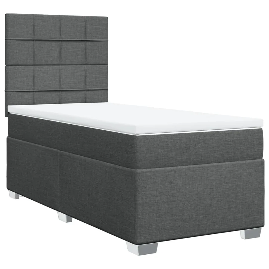 Sommier à lattes de lit avec matelas Gris foncé 100x200cm Tissu - 2