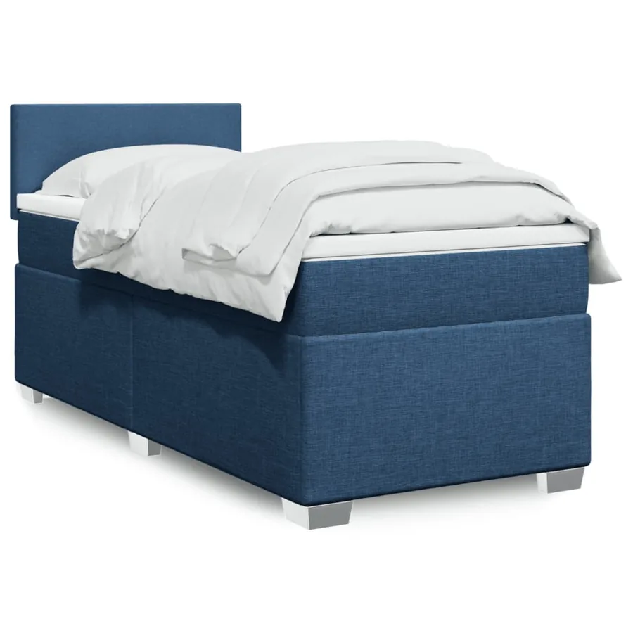 Sommier à lattes de lit avec matelas Bleu 100x200 cm Tissu