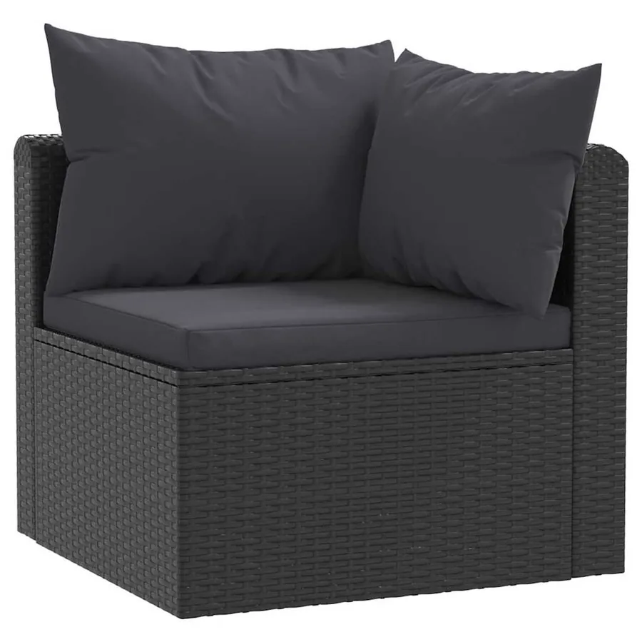 Salon de jardin 7 pcs avec coussins Résine tressée Noir - 3