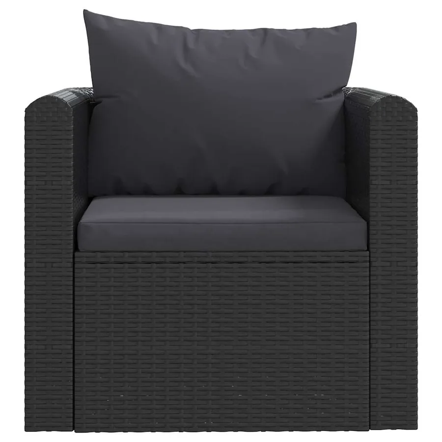 Salon de jardin 7 pcs avec coussins Résine tressée Noir - 5