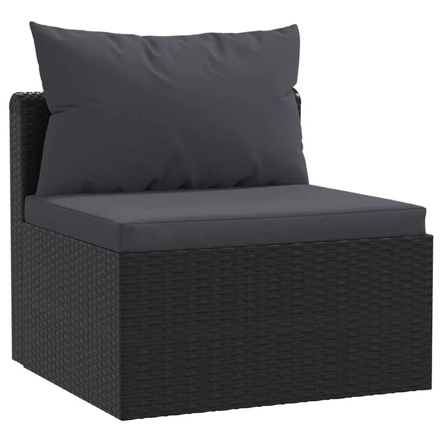 Salon de jardin 7 pcs avec coussins Résine tressée Noir - 6