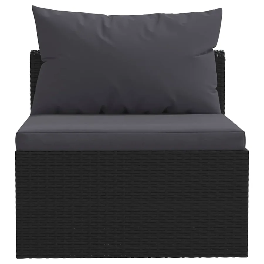 Salon de jardin 7 pcs avec coussins Résine tressée Noir - 7