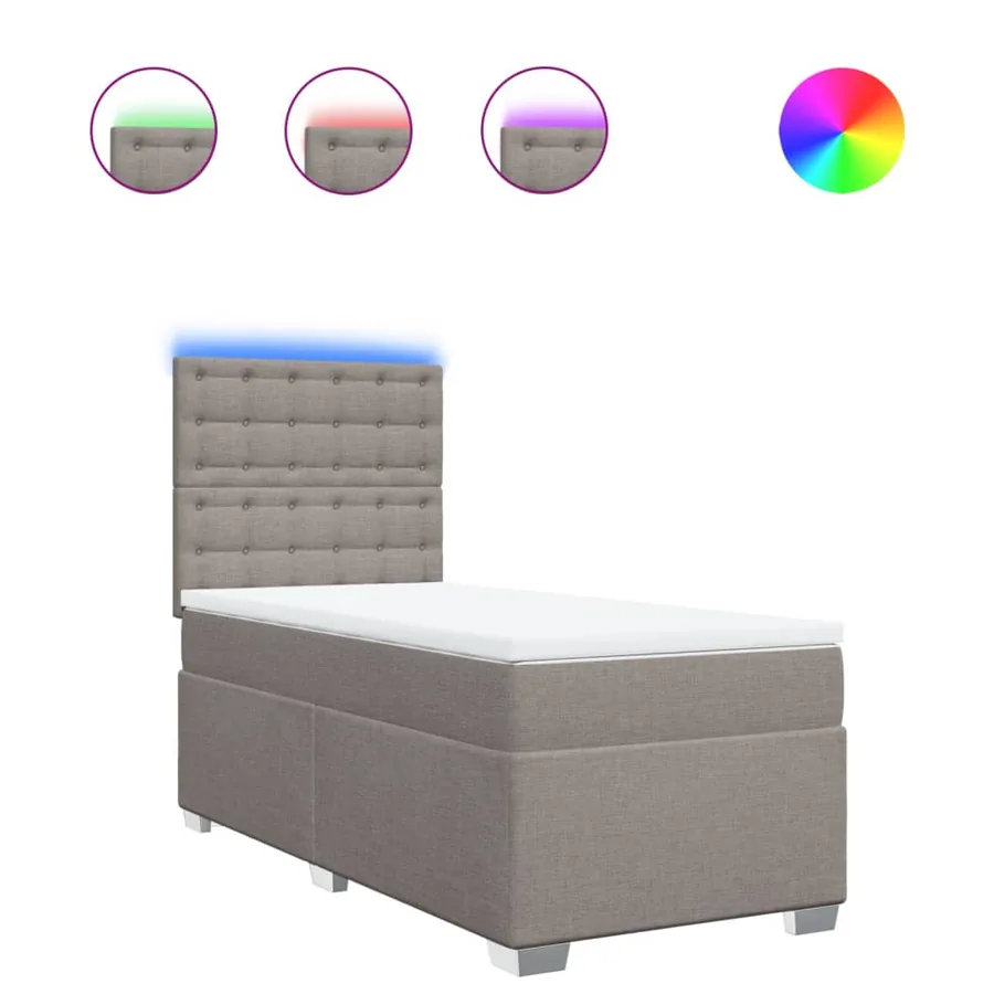 Sommier à lattes de lit avec matelas Taupe 100x200 cm Tissu - 2