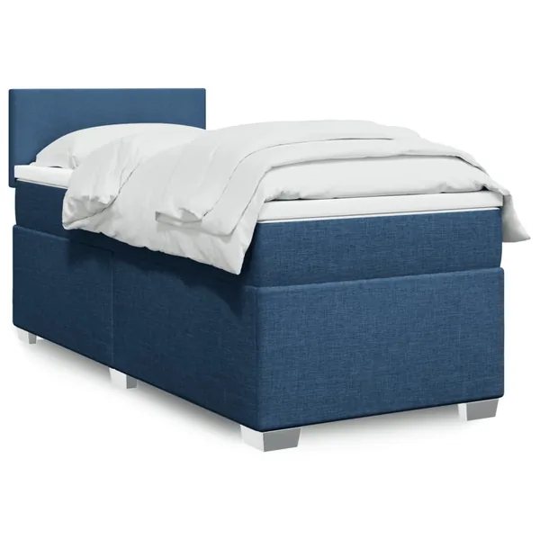 Sommier à lattes de lit avec matelas Bleu 100x200 cm Tissu