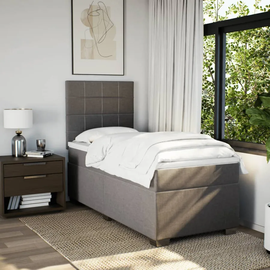 Sommier à lattes de lit avec matelas Taupe 100x200 cm Tissu - 4