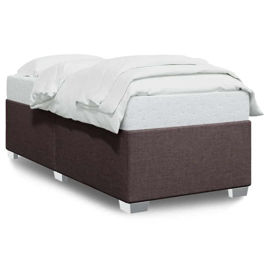 Cadre de lit sans matelas marron foncé 100x200 cm tissu - 2