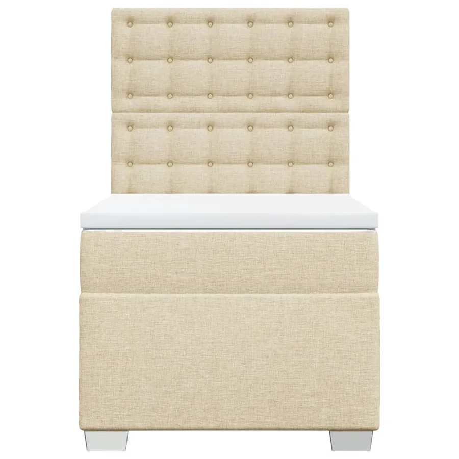 Sommier à lattes de lit avec matelas Crème 90x200 cm Tissu - 4
