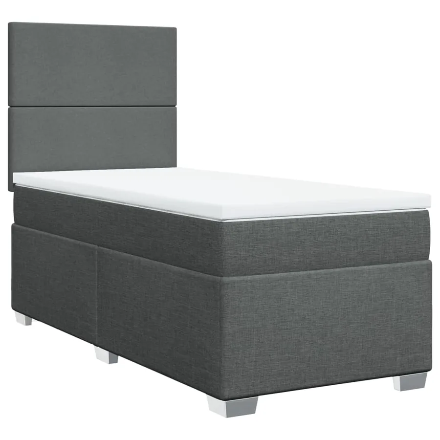 Sommier à lattes de lit avec matelas Gris foncé 90x200 cm Tissu - 3